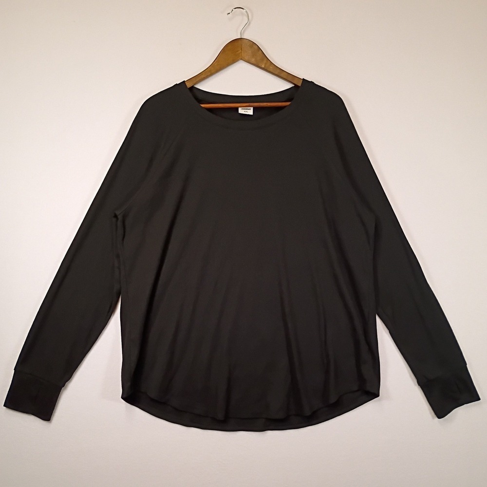 Minimalist XIEERDUO Womens XXL Black Raglan Long Sleeve Curved Hem T-Shirt